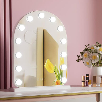 Embellir Makeup Mirror 40x50cm Dressing Vanity LED Bulb Light with 5x Magnification White Arch.