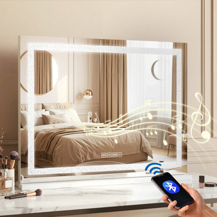 Embellir Bluetooth Makeup Mirror 58x46cm Hollywood Vanity with LED Light Crystal.