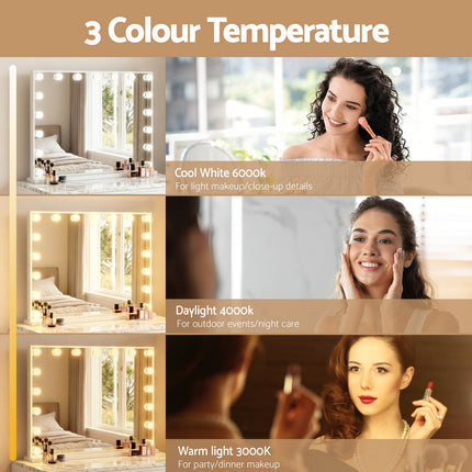 Embellir Makeup Mirror 80x58cm Hollywood Vanity with LED Light Tabletop Wall.