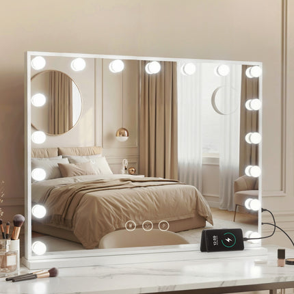 Embellir Makeup Mirror 80x58cm Hollywood Vanity with LED Light Tabletop Wall.