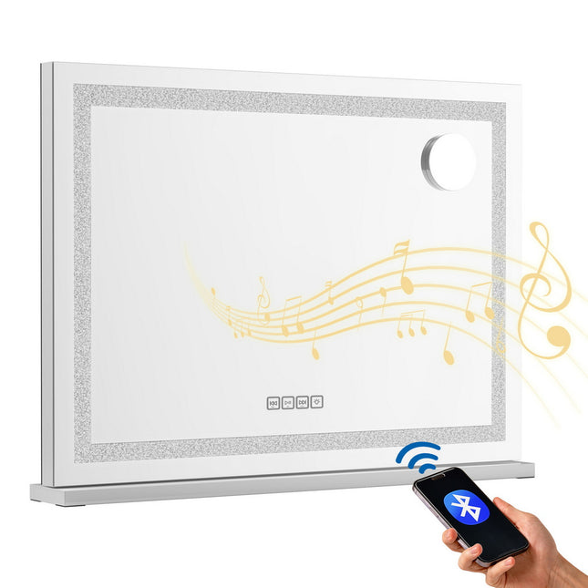 Embellir Bluetooth Makeup Mirror 80x58cm Hollywood Vanity with LED Light Crystal.
