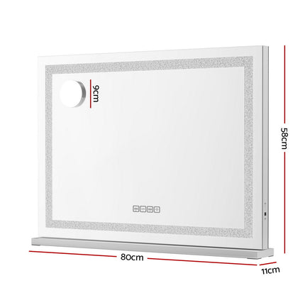 Embellir Bluetooth Makeup Mirror 80x58cm Hollywood Vanity with LED Light Crystal.