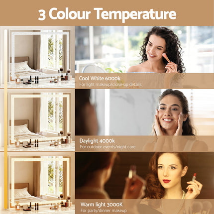 Embellir Bluetooth Makeup Mirror 80x58cm Hollywood Vanity with LED Light Crystal.
