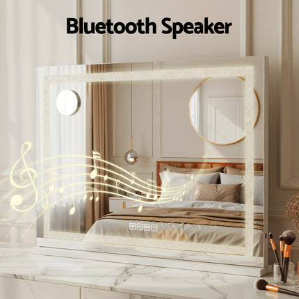 Embellir Bluetooth Makeup Mirror 80x58cm Hollywood Vanity with LED Light Crystal.