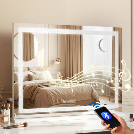 Embellir Bluetooth Makeup Mirror 80x58cm Hollywood Vanity with LED Light Crystal.