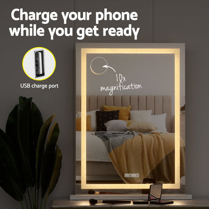 Embellir Bluetooth Makeup Mirror 58x80cm Hollywood Vanity with LED Light Crystal.