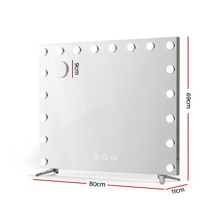 80x65cm Embellir Makeup Mirror Hollywood Vanity with LED Light Silver Legs.