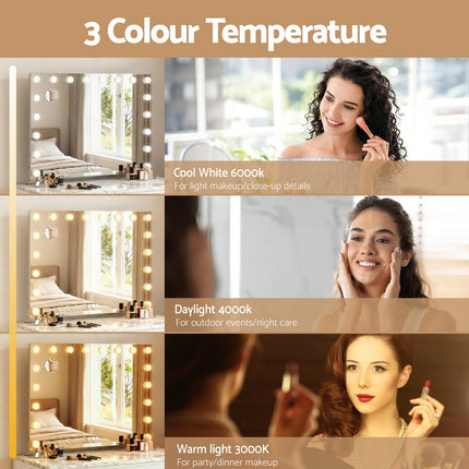 80x65cm Embellir Makeup Mirror Hollywood Vanity with LED Light Silver Legs.