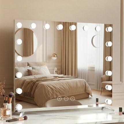 80x65cm Embellir Makeup Mirror Hollywood Vanity with LED Light Silver Legs.