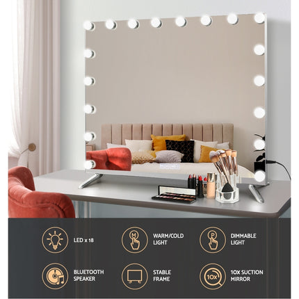 Embellir Bluetooth Makeup Mirror 80x65cm Hollywood Vanity with LED Light Wall.