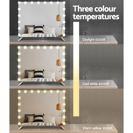 Embellir Bluetooth Makeup Mirror 80x65cm Hollywood Vanity with LED Light Wall.
