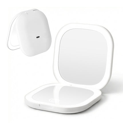 Embellir LED Compact Mirror Lighted Travel Makeup Mirror Pocket-Sized 1x 10x Magnification Square White.