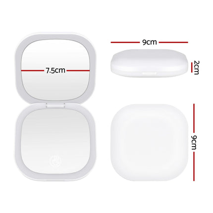 Embellir LED Compact Mirror Lighted Travel Makeup Mirror Pocket-Sized 1x 10x Magnification Square White.