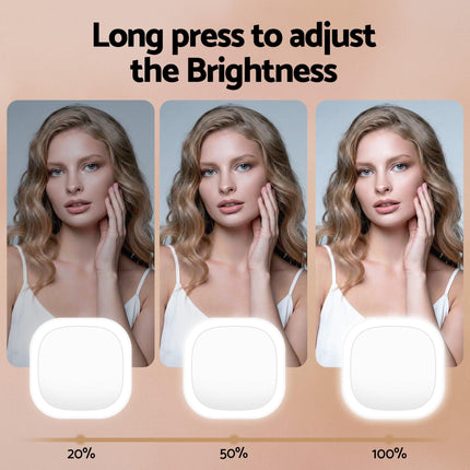 Embellir LED Compact Mirror Lighted Travel Makeup Mirror Pocket-Sized 1x 10x Magnification Square White.