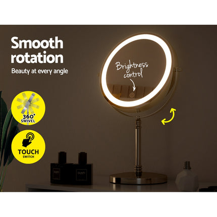 Embellir Makeup Mirror 20x20cm 10X Magnifying with LED Light Rotation Tabletop.