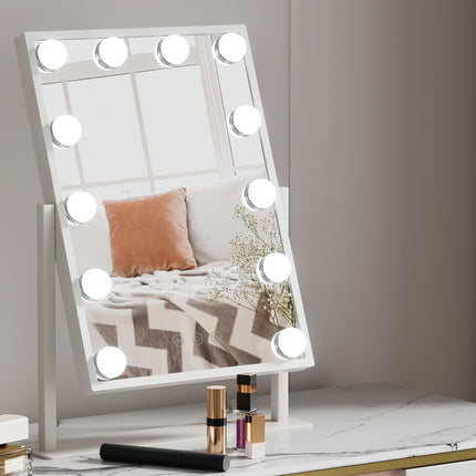 Embellir Makeup Mirror 30x41cm Hollywood Vanity with LED Light Rotation Tabletop.