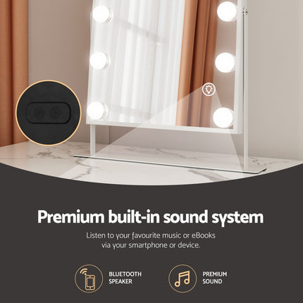Embellir Bluetooth Makeup Mirror 30x40cm Hollywood Vanity with LED Light White.