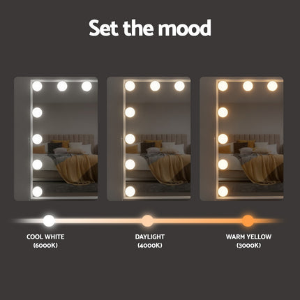 Embellir Bluetooth Makeup Mirror 30x40cm Hollywood Vanity with LED Light White.