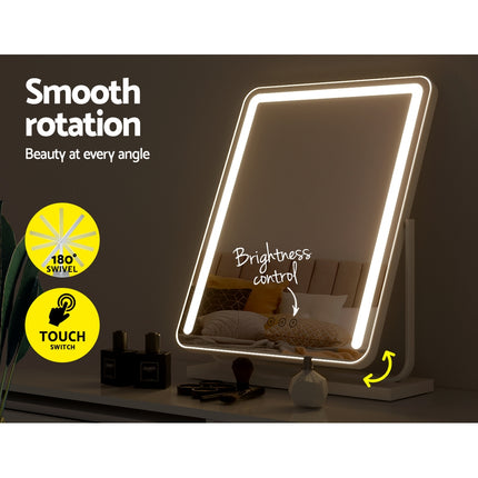 Embellir Makeup Mirror 40x50cm Hollywood Vanity with LED Light Strip Rotation.