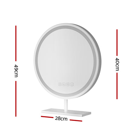 Embellir Makeup Mirror 40x40cm Hollywood Vanity with LED Light Tabletop Round.