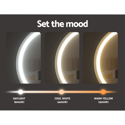Embellir Makeup Mirror 40x40cm Hollywood Vanity with LED Light Tabletop Round.