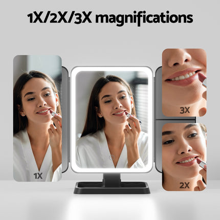 Embellir LED Makeup Mirror Tri-fold Lighted Vanity Mirrors 1X2X3X Magnifications.