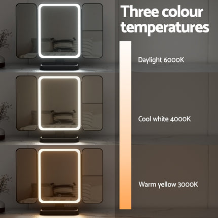 Embellir LED Makeup Mirror Tri-fold Lighted Vanity Mirrors 1X2X3X Magnifications.