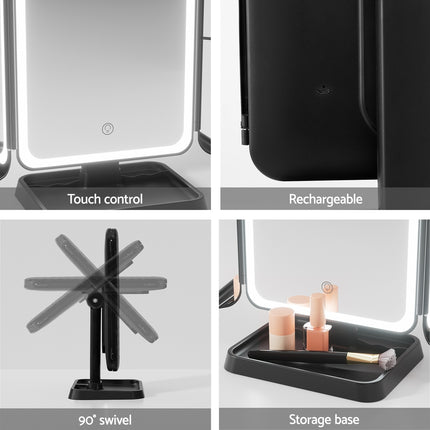 Embellir LED Makeup Mirror Tri-fold Lighted Vanity Mirrors 1X2X3X Magnifications.