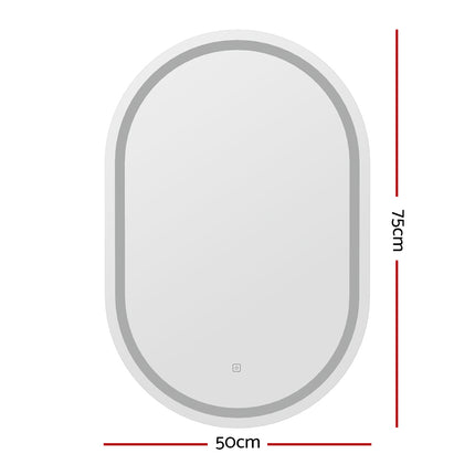 Embellir LED Wall Mirror With Light 50X75CM Bathroom Decor Oval Mirrors Vanity.