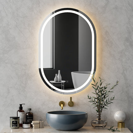 Embellir LED Wall Mirror With Light 50X75CM Bathroom Decor Oval Mirrors Vanity.