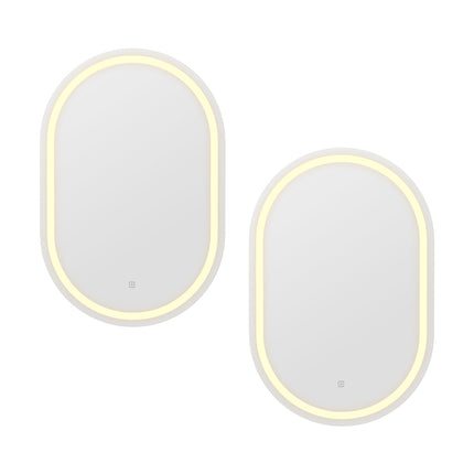 Embellir 2 LED Wall Mirror With Light 50X75CM Bathroom Decor Oval Mirrors Vanity.