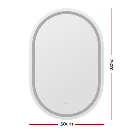 Embellir 2 LED Wall Mirror With Light 50X75CM Bathroom Decor Oval Mirrors Vanity.