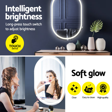 Embellir 2 LED Wall Mirror With Light 50X75CM Bathroom Decor Oval Mirrors Vanity.
