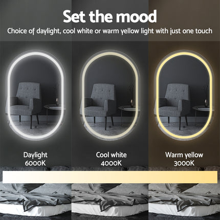 Embellir 2 LED Wall Mirror With Light 50X75CM Bathroom Decor Oval Mirrors Vanity.