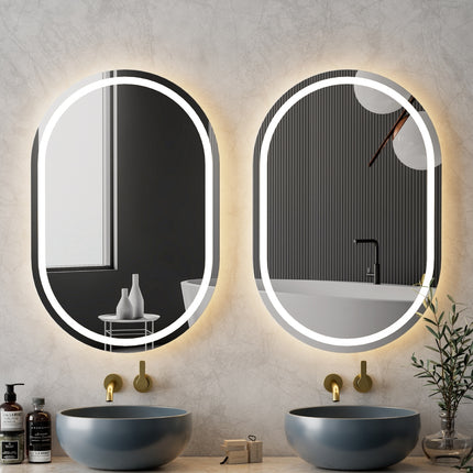 Embellir 2 LED Wall Mirror With Light 50X75CM Bathroom Decor Oval Mirrors Vanity.