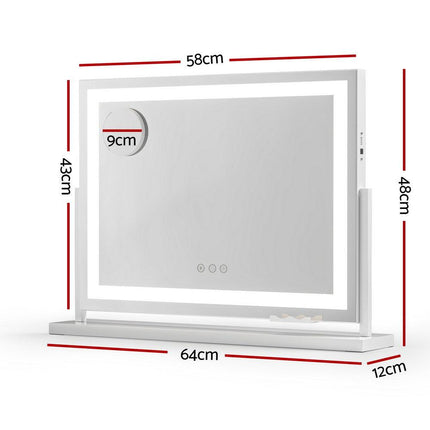 Embellir Makeup Mirror 58x46cm 360～ Rotatable Vanity Mirror with Lights Bright Light Strip Adjustable.
