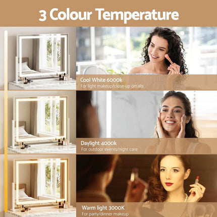 Embellir Makeup Mirror 58x46cm 360～ Rotatable Vanity Mirror with Lights Bright Light Strip Adjustable.