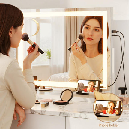 Embellir Makeup Mirror 58x46cm 360～ Rotatable Vanity Mirror with Lights Bright Light Strip Adjustable.
