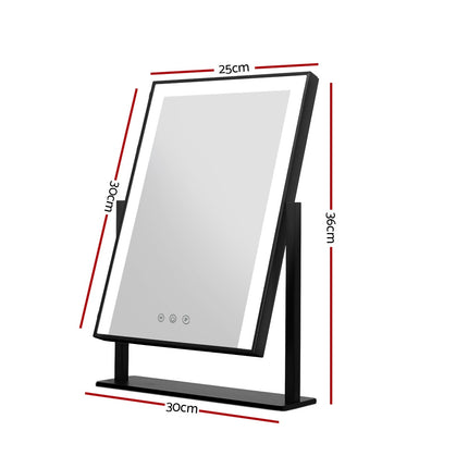 Embellir Makeup Mirror 25x30cm Hollywood Vanity with LED Light Rotation Black.