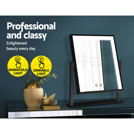 Embellir Makeup Mirror 25x30cm Hollywood Vanity with LED Light Rotation Black.