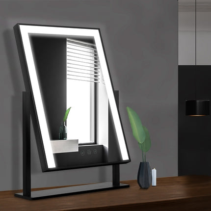 Embellir Makeup Mirror 25x30cm Hollywood Vanity with LED Light Rotation Black.