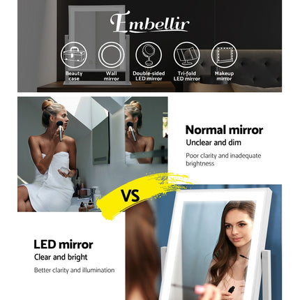 Embellir Makeup Mirror 25x30cm Hollywood Vanity with LED Light Rotation White.