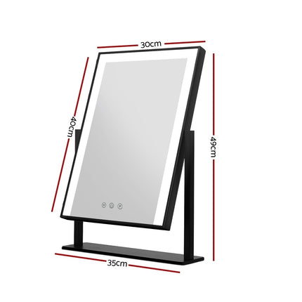 Embellir Makeup Mirror 30x40cm Hollywood Vanity with LED Light Rotation Black.