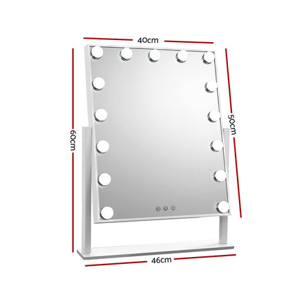 Embellir Makeup Mirror 25x30cm Hollywood Vanity with LED Light Rotation Black.
