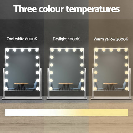 Embellir Makeup Mirror 25x30cm Hollywood Vanity with LED Light Rotation Black.