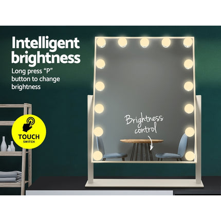Embellir Makeup Mirror 25x30cm Hollywood Vanity with LED Light Rotation Black.