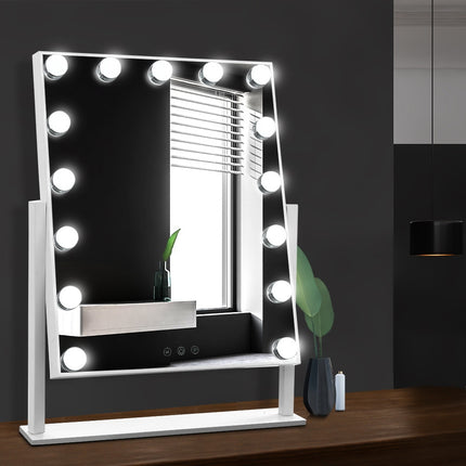 Embellir Makeup Mirror 25x30cm Hollywood Vanity with LED Light Rotation Black.