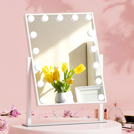 Embellir Makeup Mirror 25x30cm Hollywood Vanity with LED Light Rotation Black.