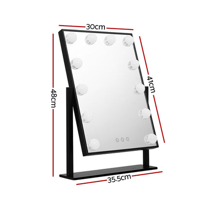 Embellir Makeup Mirror 30x48cm Hollywood Vanity with LED Light Rotation Tabletop.