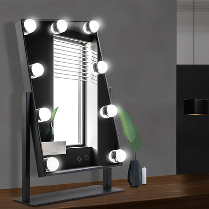 Embellir Makeup Mirror 30x48cm Hollywood Vanity with LED Light Rotation Tabletop.